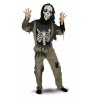 RIO Skelet Zombie kostume str. 160 cm med bluse, bukser og uhyggelig hættemaske.