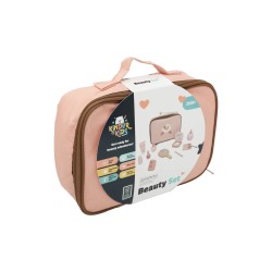 .Skønhedssæt til børn i træ med forskelligt tilbehør til fantasifuld rolleleg og leg med skønhedssalon.