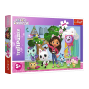 Gabby’s Dollhouse puslespil med 100 brikker og farverigt motiv med Gabby og de populære figurer fra serien.