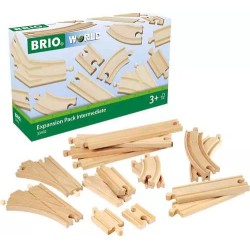 BRIO skinnesæt med 16 træskinner til udvidelse og opbygning af BRIO World togbaner.