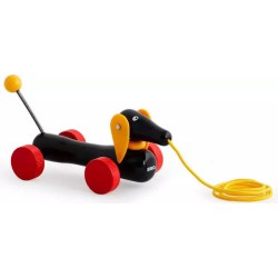 BRIO Dachshund klassisk trækhund med snor – sød pull along hund, der bevæger sig, når barnet trækker den afsted.