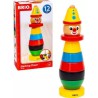 BRIO Klovn 30120 – klassisk farverig stableklovn i træ med ringe til små børn.