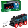 BRIO 33599 genopladeligt lokomotiv med mini USB-kabel til BRIO World togbaner – fra 3 år.