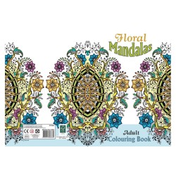Floral Mandalas malebog i A4-format med 32 sider og detaljerede motiver til kreativ farvelægning og fordybelse.