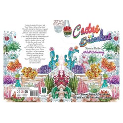 Cactus & Succulent malebog i A4-format med 32 sider og dekorative motiver af kaktusser og sukkulenter.