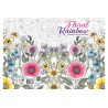 Floral Rainbow malebog i A4-format med 32 sider og dekorative blomstermotiver til kreativ farvelægning.