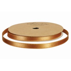 Satinbånd i brun/guld – 10 mm bredt og 10 meter langt til gaveindpakning, pynt og kreative projekter.