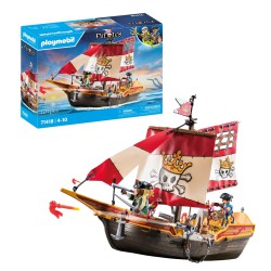 PLAYMOBIL Pirate Ship med Piratdronning, besætning og bevægelige sejl til spændende sørøverleg og eventyr på havet.