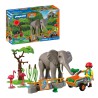 PLAYMOBIL Elephant with Zookeeper med elefant, dyrepasser og tilbehør samt bevægelig snabel, der kan gribe fat i mad.