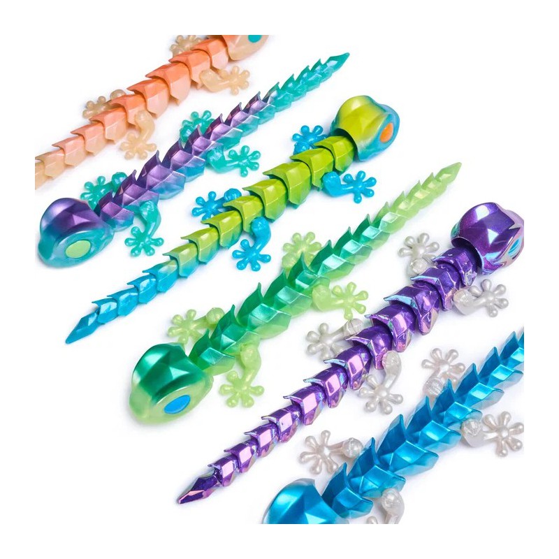 CrystaLynx Gecko Ass. | Leddelt fidget-figur i krystalæg | Bakkeleg