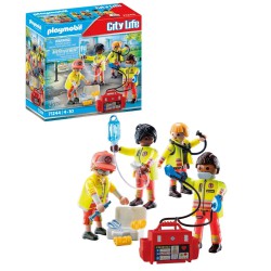 PLAYMOBIL Rescue Team med fire redningsfigurer og udstyr til spændende nødsituationer, redningsaktioner og fantasifuld rolleleg.