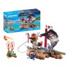 PLAYMOBIL Pirate Raft with Treasure – piratflåde med skat, drejelig ballista og selvlysende kranie til spændende sørøvereventyr.