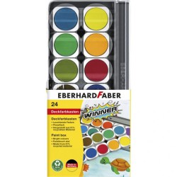 Eberhard Faber vandfarver i palette med 24 assorterede farver til maling, skole, hobby og kreative aktiviteter.